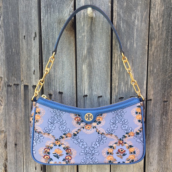 Tory Burch Handbags - New Tory Burch Brocade Studio Shoulder Bag Sea Frost Blue